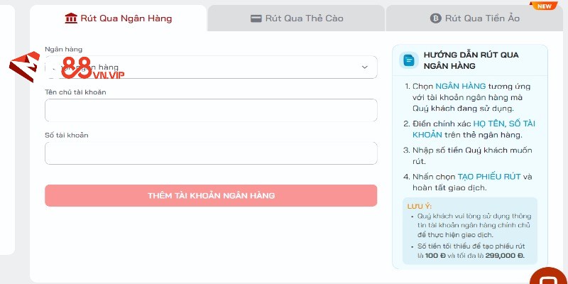 Hướng dẫn thao tác rút tiền