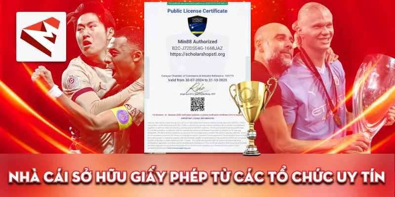 Min88 Nhà cái sở hữu giấy phép từ các tổ chức uy tín